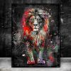 tableau lion street art posé sur le sol